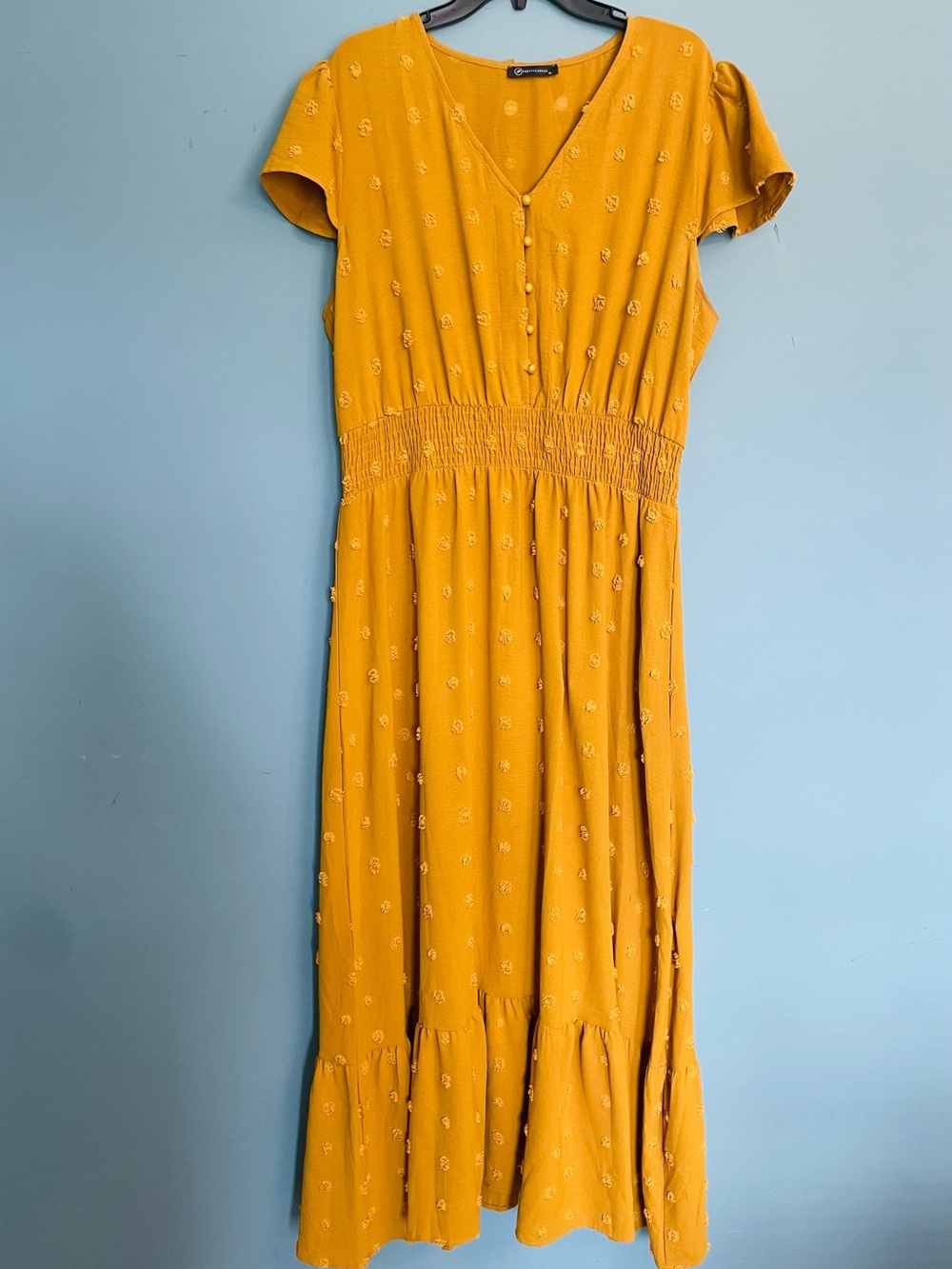 Mustard Yellow Button-Front Maxi Dress